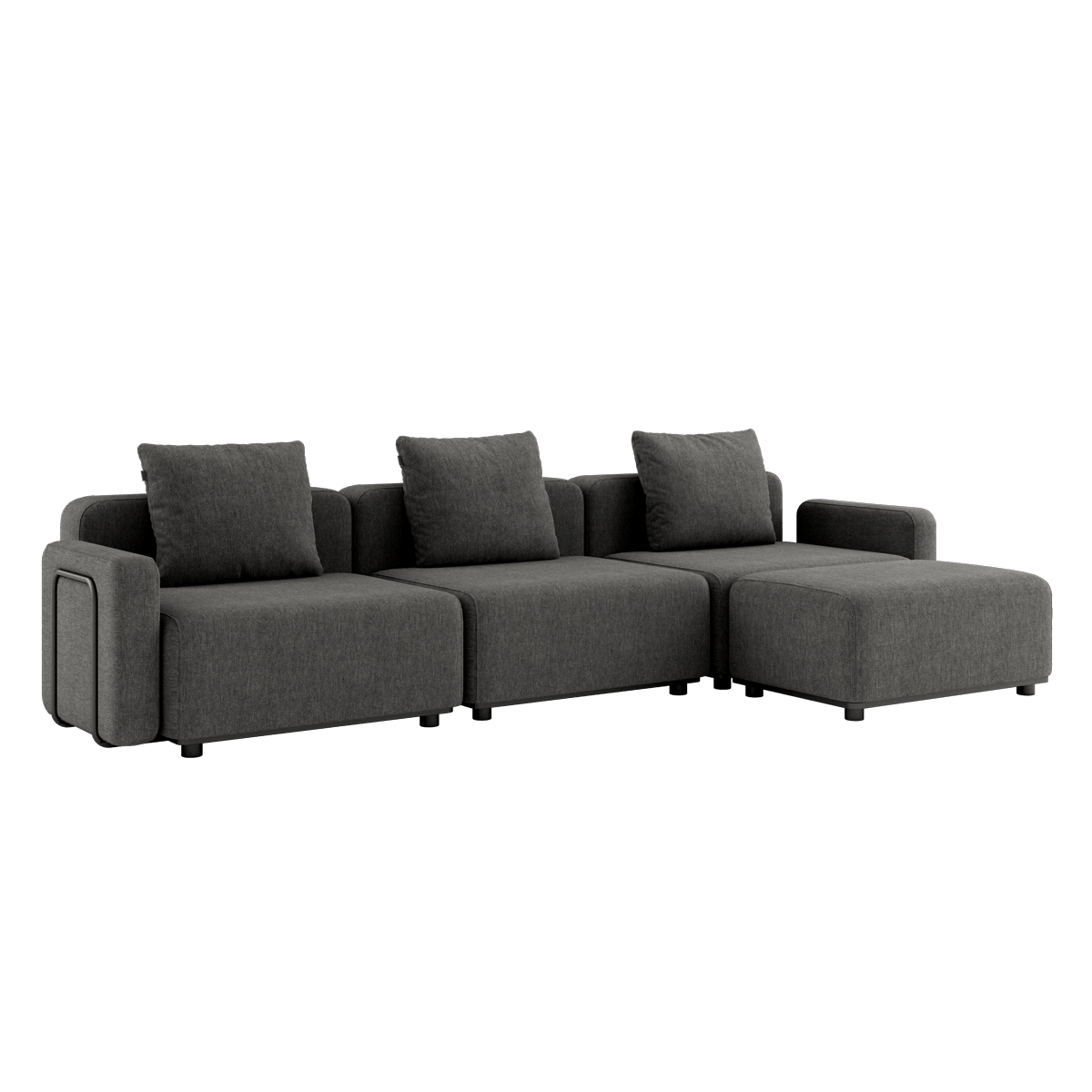 Cobana Lounge Sofa 3 - Sitzer in Grau mit Armlehnen und Hocker, modernes Outdoor - Modulsofa. | Cobana Lounge Sofa - 3 seater - Cobana Grey Mit Armlehnen Mit Hocker | SACKit