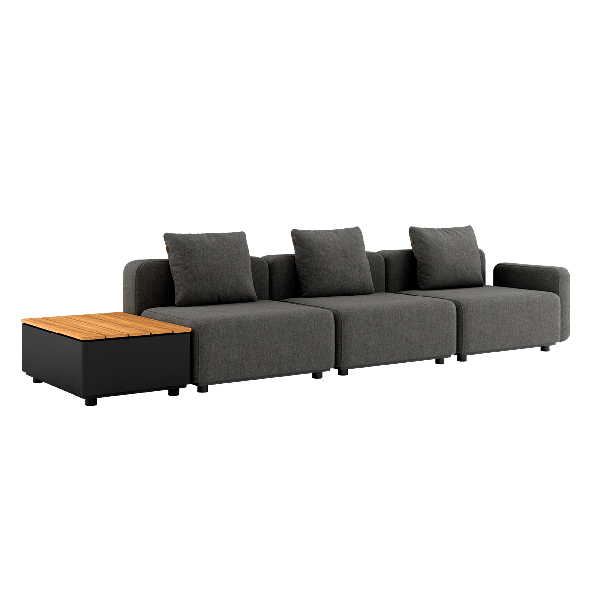 Cobana Lounge Sofa - 3 seater w/ Patio Storage Table | Cobana Lounge Sofa - 3 seater w/ Patio Storage Table - Cobana Grey Mit Armlehnen Ohne Hocker | SACKit