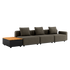 Dunkelgraues modulares Outdoor Lounge Sofa von sackit mit drei Sitzplätzen drei Kissen und integriertem Teakholz Beistelltisch