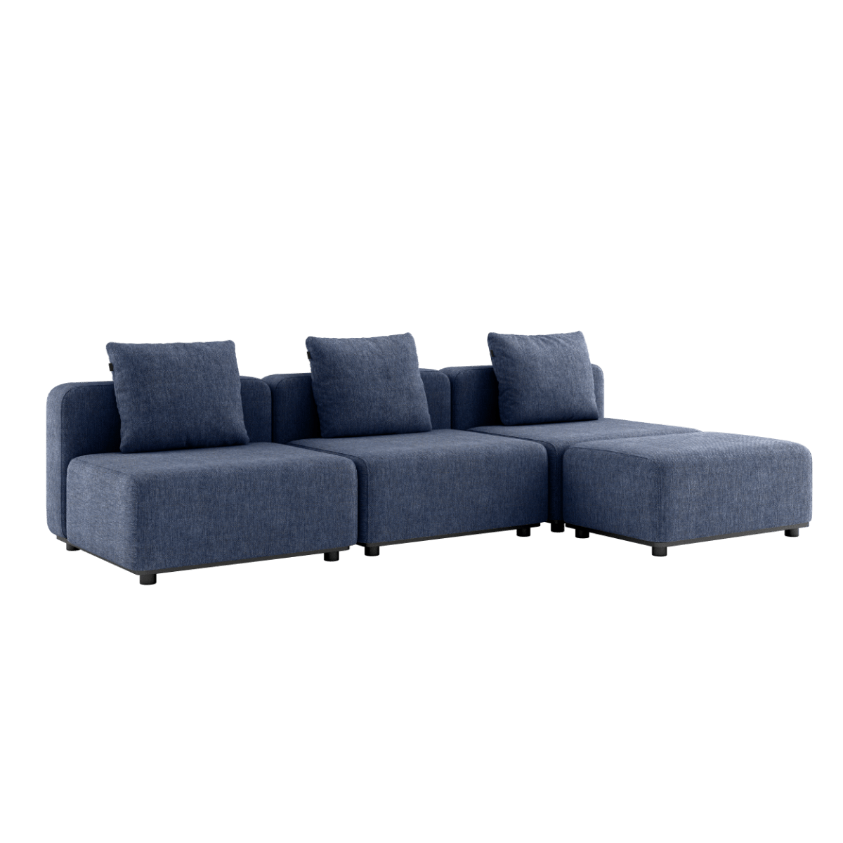 Kirra Indigo Cobana Lounge Sofa 3 - Sitzer ohne Armlehnen mit Hocker, skandinavisches Design, Outdoor - Möbel | Cobana Lounge Sofa - 3 seater - Kirra Indigo Ohne Armlehnen Mit Hocker | SACKit
