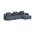 Dunkelgraues modulares Outdoor Sofa mit drei Sitzplätzen und weichen Rückenkissen von sackit für Garten Terrasse und Balkon | Cobana Lounge Sofa - 3 seater - Kirra Indigo Mit Armlehnen Mit Hocker | SACKit