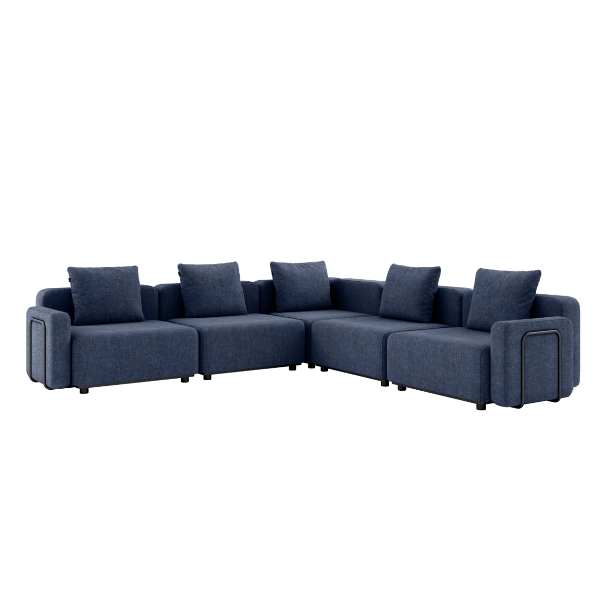 Eckiges Cobana Lounge Sofa mit Armlehnen in Kirra Indigo, modular und für den Außenbereich geeignet. | Cobana Lounge Sofa - 5 seater corner sofa - Kirra Indigo Mit Armlehnen | SACKit