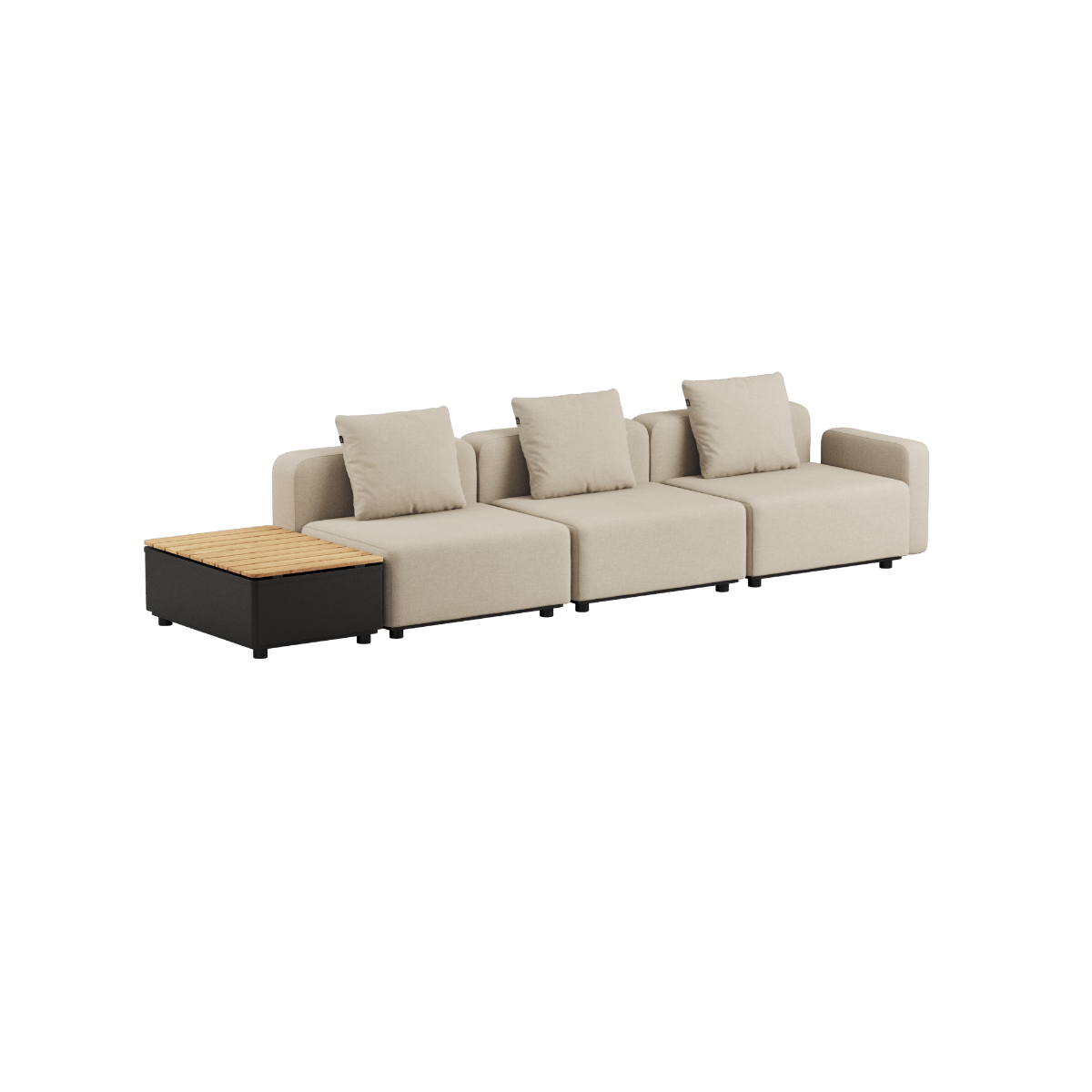 Cobana Lounge Sofa - 3 seater w/ Patio Storage Table | Cobana Lounge Sofa - 3 seater w/ Patio Storage Table - Kirra Sand Mit Armlehnen Ohne Hocker | SACKit