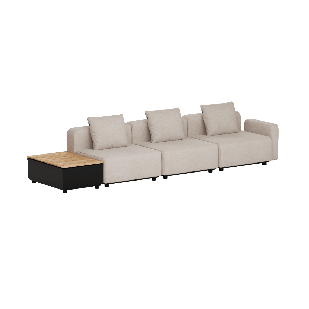 Cobana Lounge Sofa - 3 seater w/ Patio Storage Table | Cobana Lounge Sofa - 3 seater w/ Patio Storage Table - Kirra Sand Mit Armlehnen Ohne Hocker | SACKit