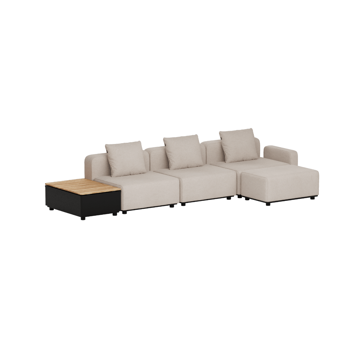 Cobana Lounge Sofa - 3 seater w/ Patio Storage Table | Cobana Lounge Sofa - 3 seater w/ Patio Storage Table - Kirra Sand Mit Armlehnen Mit Hocker | SACKit