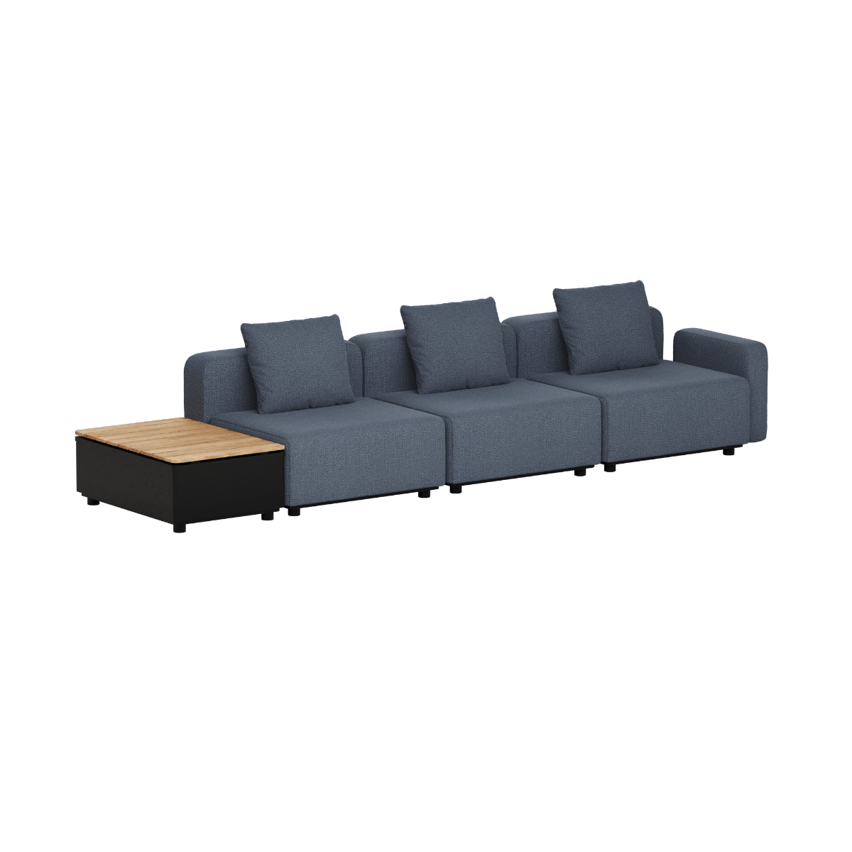 Cobana Lounge Sofa - 3 seater w/ Patio Storage Table | Cobana Lounge Sofa - 3 seater w/ Patio Storage Table - Kirra Indigo Mit Armlehnen Ohne Hocker | SACKit