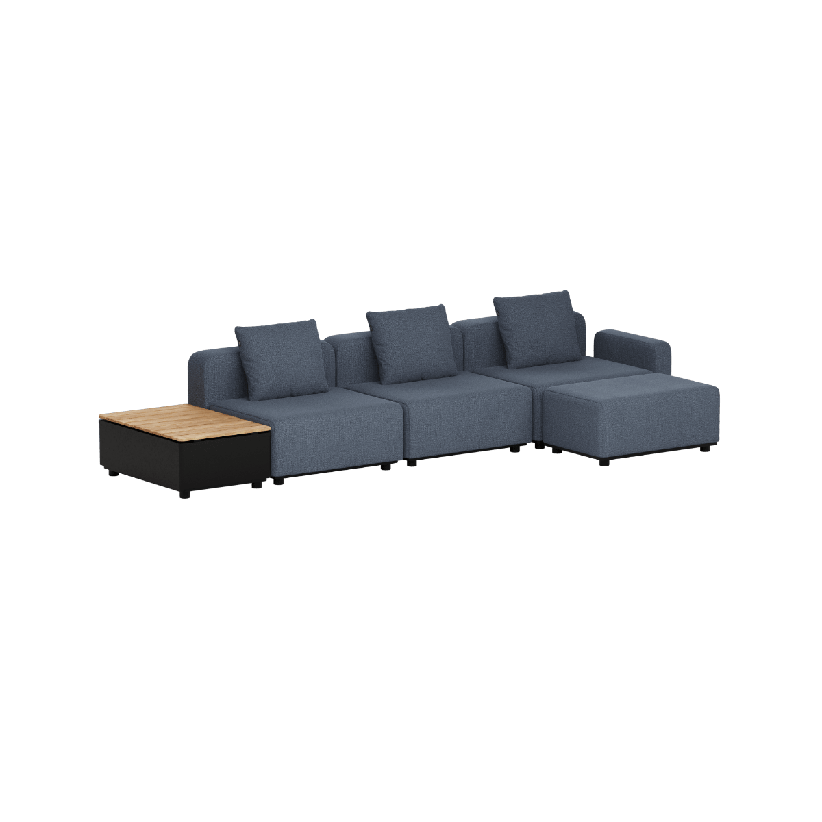 Cobana Lounge Sofa - 3 seater w/ Patio Storage Table | Cobana Lounge Sofa - 3 seater w/ Patio Storage Table - Kirra Indigo Mit Armlehnen Mit Hocker | SACKit