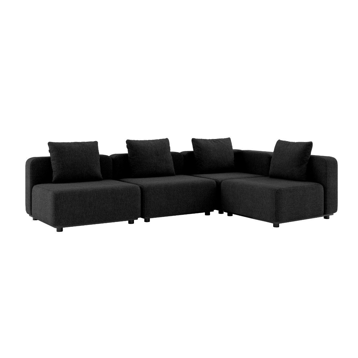 Schwarzes Cobana Lounge Sofa ohne Armlehnen, 4 - sitzige Eckkombination aus pulverbeschichtetem Aluminiumrahmen. | Cobana Lounge Sofa - 4 seater corner sofa - Cobana Black Ohne Armlehnen | SACKit