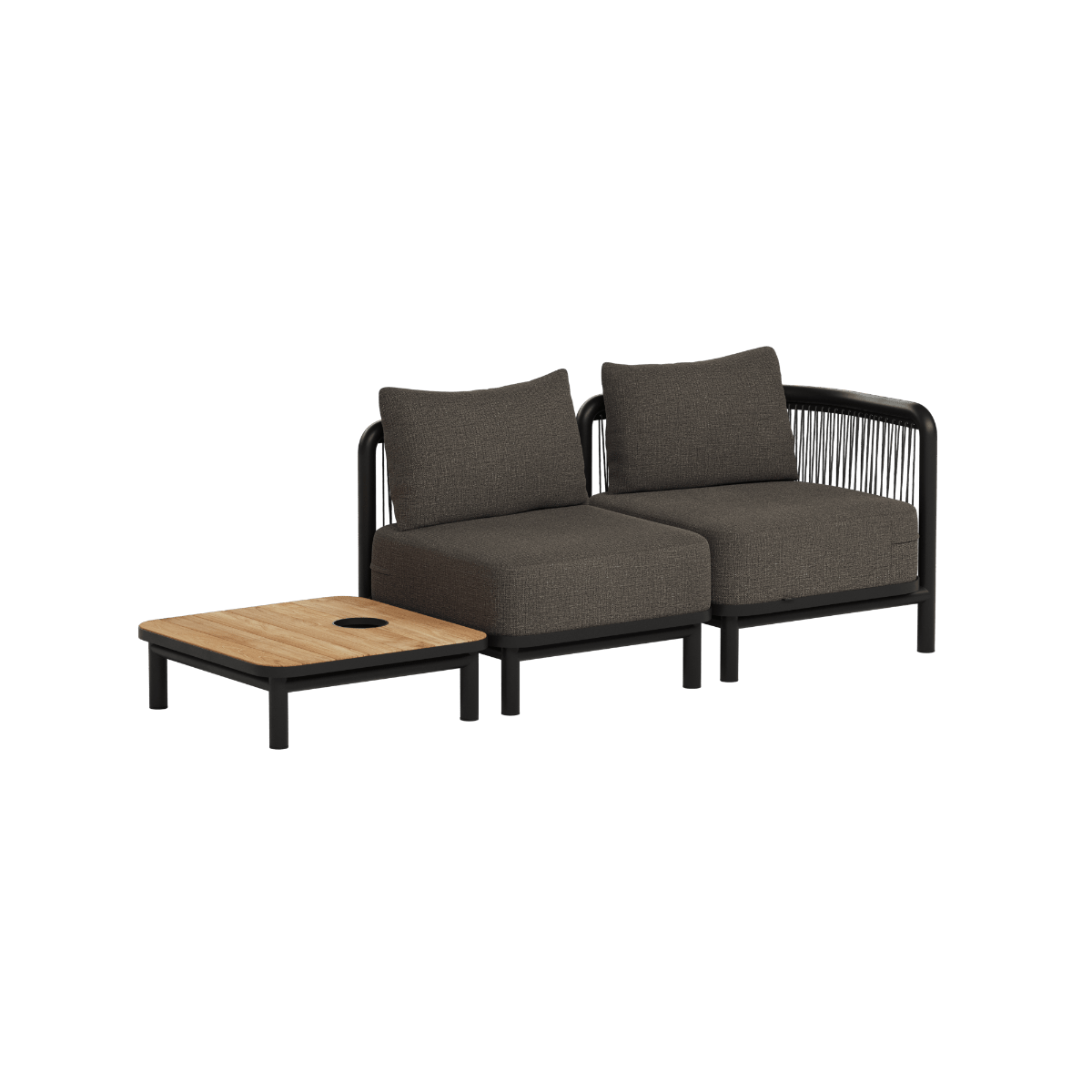 Kirra Lounge Sofa - 2 seater incl. Kirra Table | Kirra Lounge Sofa - 2 seater incl. Kirra Table - Kirra Noir Mit Accessory Fit | SACKit