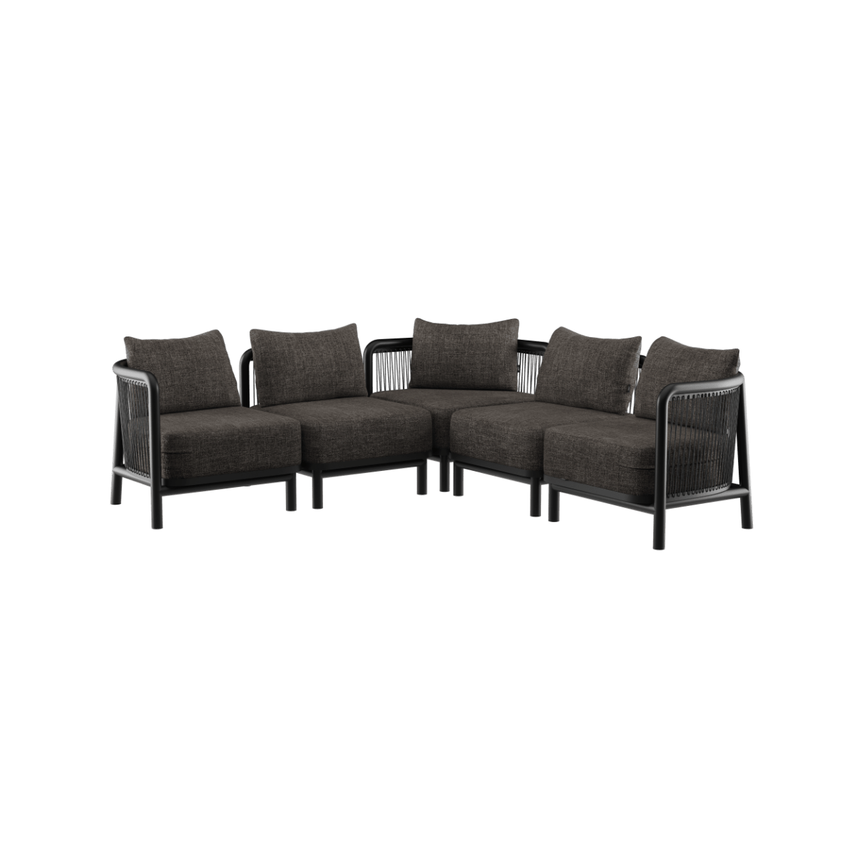 Kirra Lounge Sofa Ecksofa in Kirra Noir mit pulverbeschichtetem Aluminiumrahmen und wasserabweisendem Textil | Kirra Lounge Sofa - Corner sofa - Kirra Noir | SACKit
