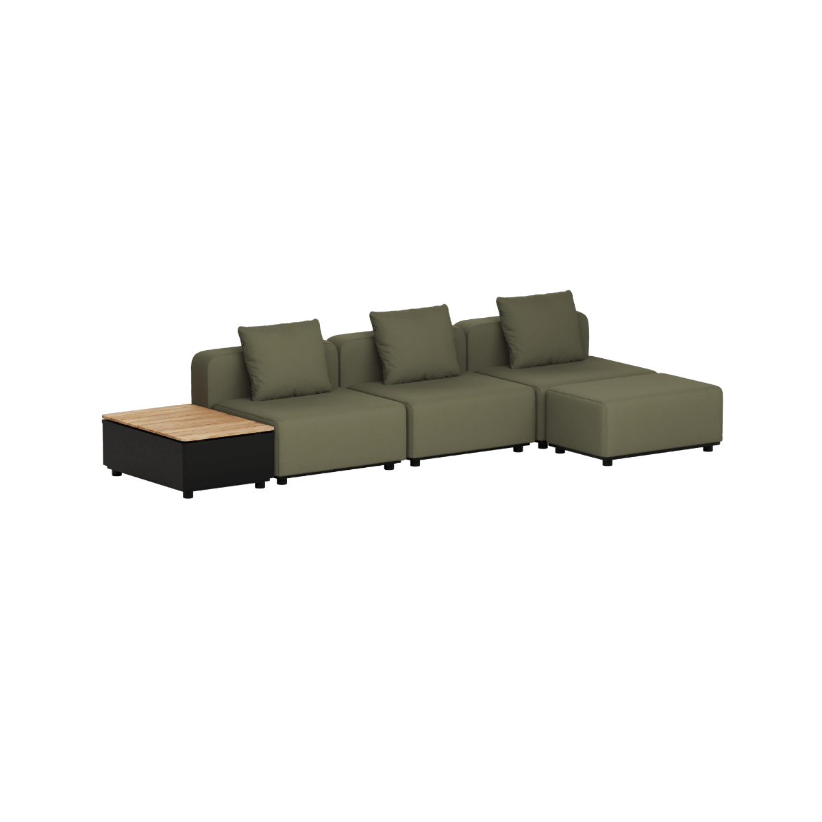 Cobana Lounge Sofa - 3 seater w/ Patio Storage Table | Cobana Lounge Sofa - 3 seater w/ Patio Storage Table - Kirra Olive Ohne Armlehnen Mit Hocker | SACKit