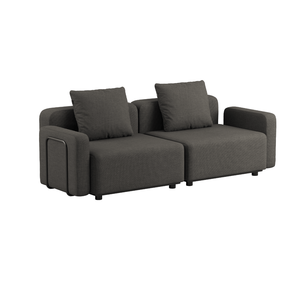 Cobana Lounge Sofa 2 - Sitzer in Kirra Olive mit Armlehnen, modernes Outdoor - Sofa mit klaren Linien. | Cobana Lounge Sofa - 2 seater - Kirra Olive Mit Armlehnen Ohne Hocker | SACKit