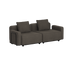Dunkelgraues modulares Outdoor Sofa für zwei Personen mit klaren skandinavischen Linien und zwei Kissen von sackit für Garten Terrasse und Balkon