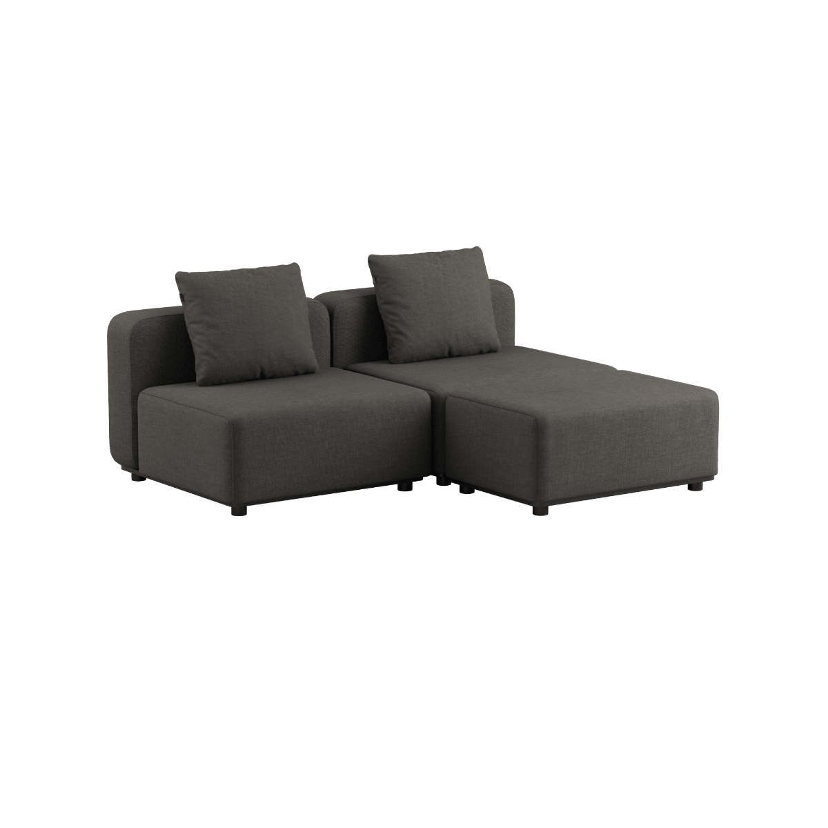 Cobana Lounge Sofa 2 - Sitzer in Kirra Olive ohne Armlehnen mit passendem Hocker aus Outdoor - Textil | Cobana Lounge Sofa - 2 seater - Kirra Olive Ohne Armlehnen Mit Hocker | SACKit