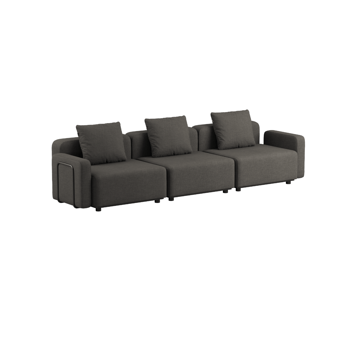 Cobana Lounge Sofa in Braun mit Armlehnen und Hocker, pulverbeschichteter Aluminiumrahmen, Outdoor - Möbel | Cobana Lounge Sofa - 3 seater - Cobana Brown Mit Armlehnen Mit Hocker | SACKit