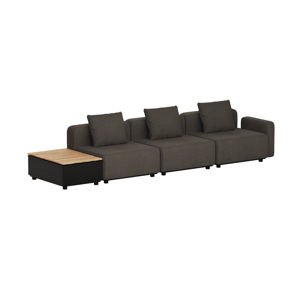 Cobana Lounge Sofa - 3 seater w/ Patio Storage Table | Cobana Lounge Sofa - 3 seater w/ Patio Storage Table - Kirra Noir Mit Armlehnen Ohne Hocker | SACKit