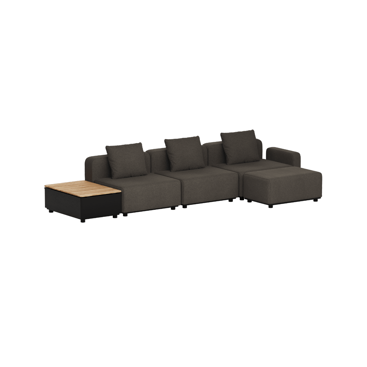 Cobana Lounge Sofa - 3 seater w/ Patio Storage Table | Cobana Lounge Sofa - 3 seater w/ Patio Storage Table - Kirra Noir Mit Armlehnen Mit Hocker | SACKit
