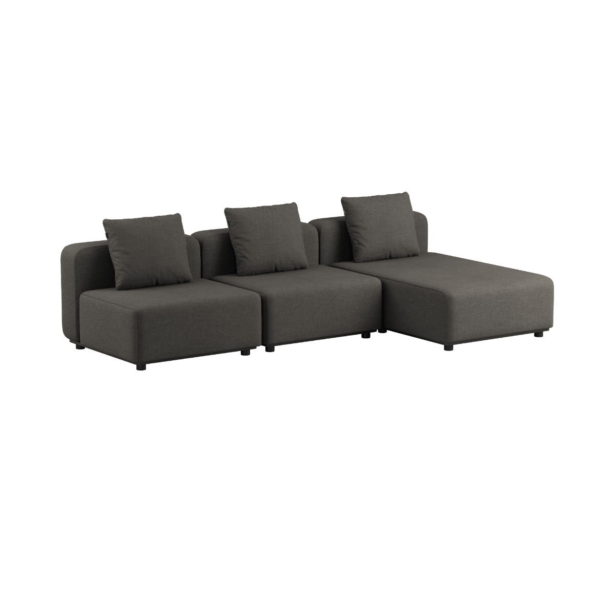 Schwarzes Cobana Lounge Sofa mit Chaiselongue und ohne Armlehnen, modernes Outdoor - Design | Cobana Lounge Sofa - 3 Seater Chaise - Kirra Olive Ohne Armlehnen | SACKit