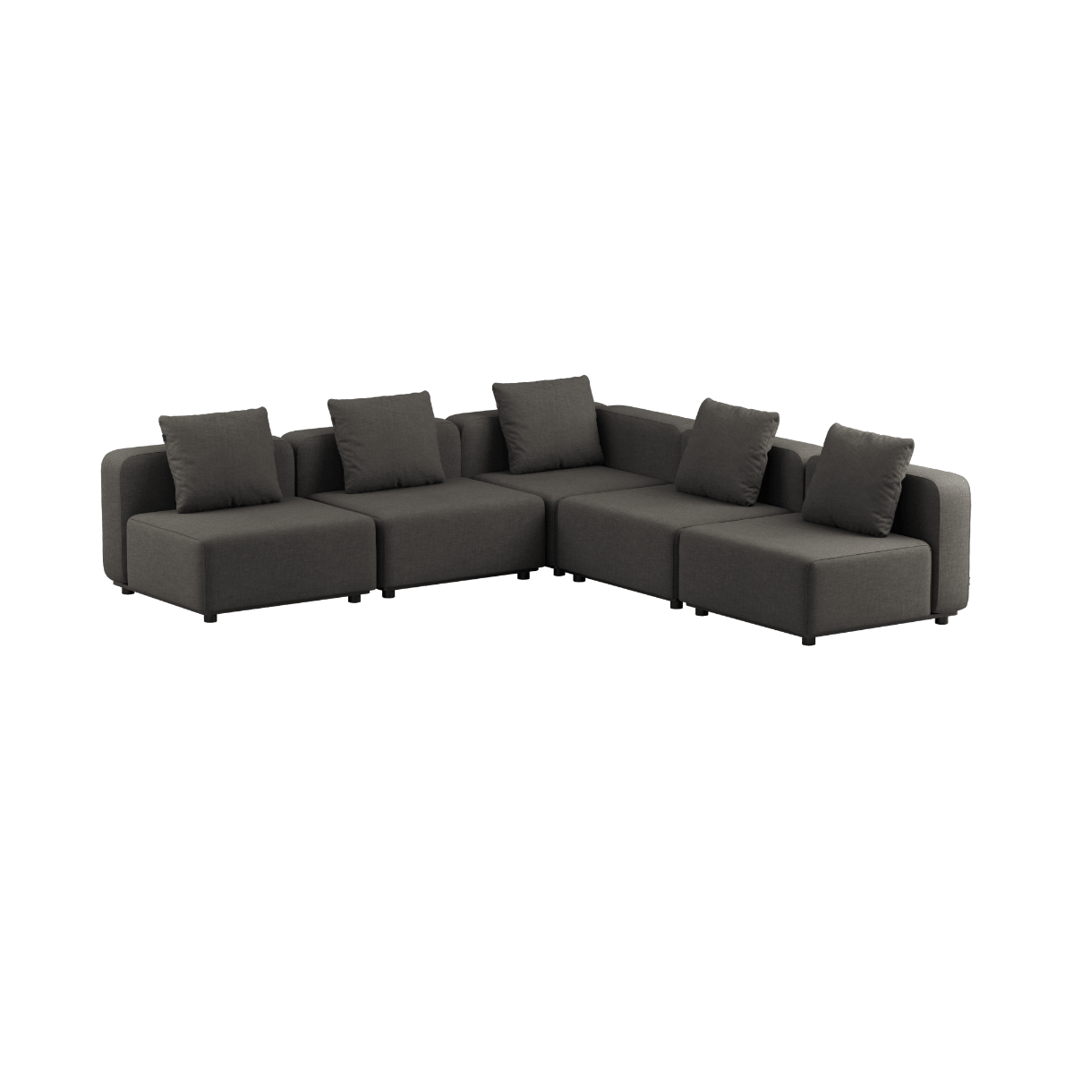 5 - Sitzer Cobana Lounge Sofa in Kirra Noir ohne Armlehnen, modular und für den Außenbereich geeignet. | Cobana Lounge Sofa - 5 seater corner sofa - Kirra Noir Ohne Armlehnen | SACKit