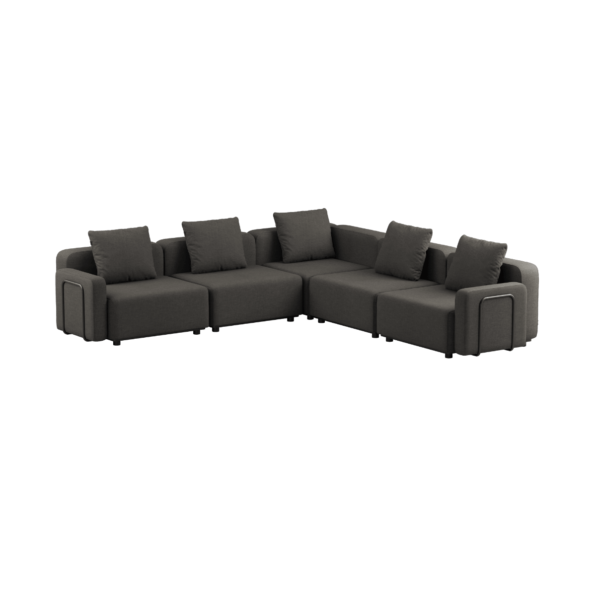 Cobana Lounge Sofa 5 - Sitzer Ecksofa in Kirra Noir mit Armlehnen, pulverbeschichteter Aluminiumrahmen, Outdoor - Design | Cobana Lounge Sofa - 5 seater corner sofa - Kirra Noir Mit Armlehnen | SACKit