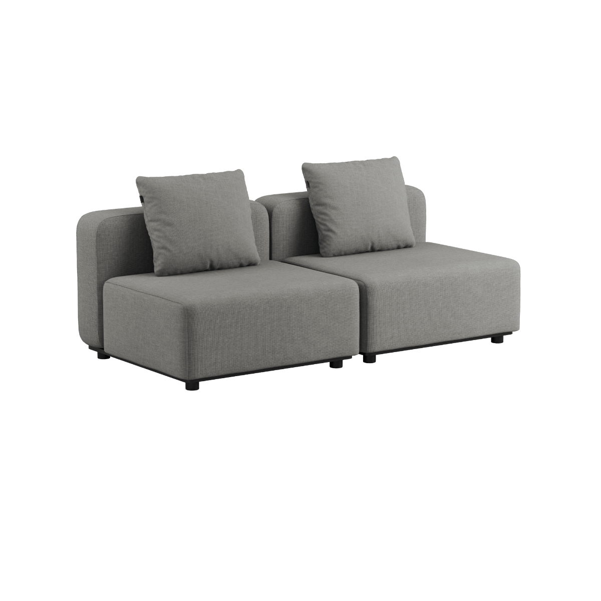 Cobana Lounge Sofa 2 - Sitzer in Kirra Sand mit Armlehnen und Hocker, pulverbeschichteter Aluminiumrahmen, Outdoor - Textil | Cobana Lounge Sofa - 2 seater - Kirra Sand Mit Armlehnen Mit Hocker | SACKit