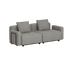 Graues modulares Outdoor Sofa für zwei Personen mit klaren skandinavischen Linien und weichen Rückenkissen von sackit für Garten und Terrasse