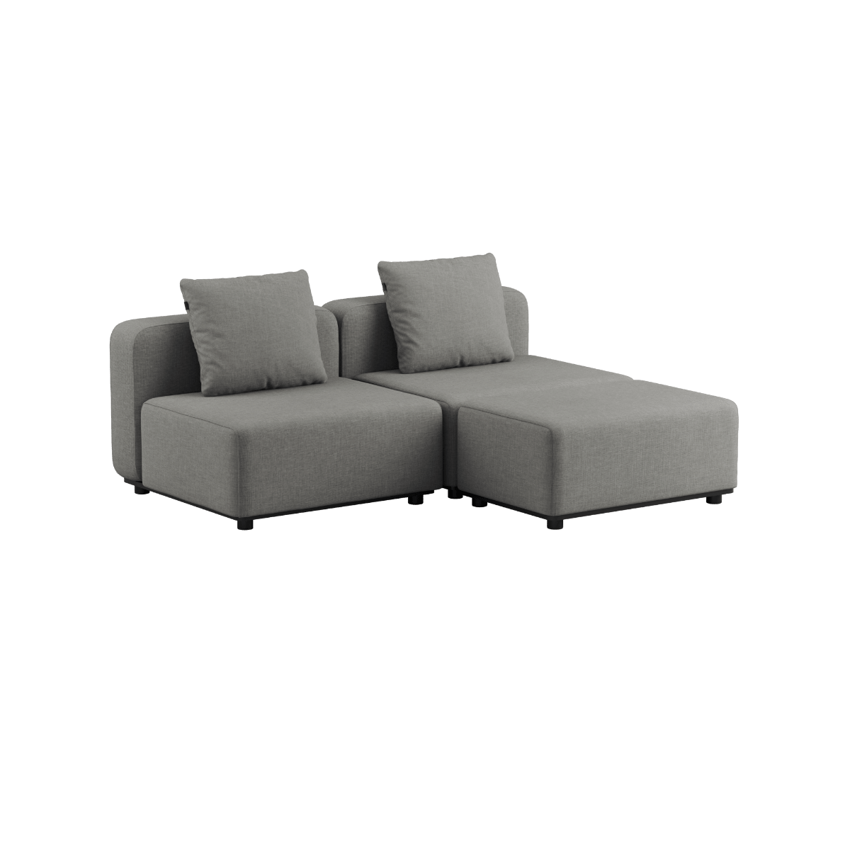 Kirra Sand Cobana Lounge Sofa 2 - Sitzer ohne Armlehnen mit Hocker aus pulverbeschichtetem Aluminiumrahmen. | Cobana Lounge Sofa - 2 seater - Kirra Sand Ohne Armlehnen Mit Hocker | SACKit