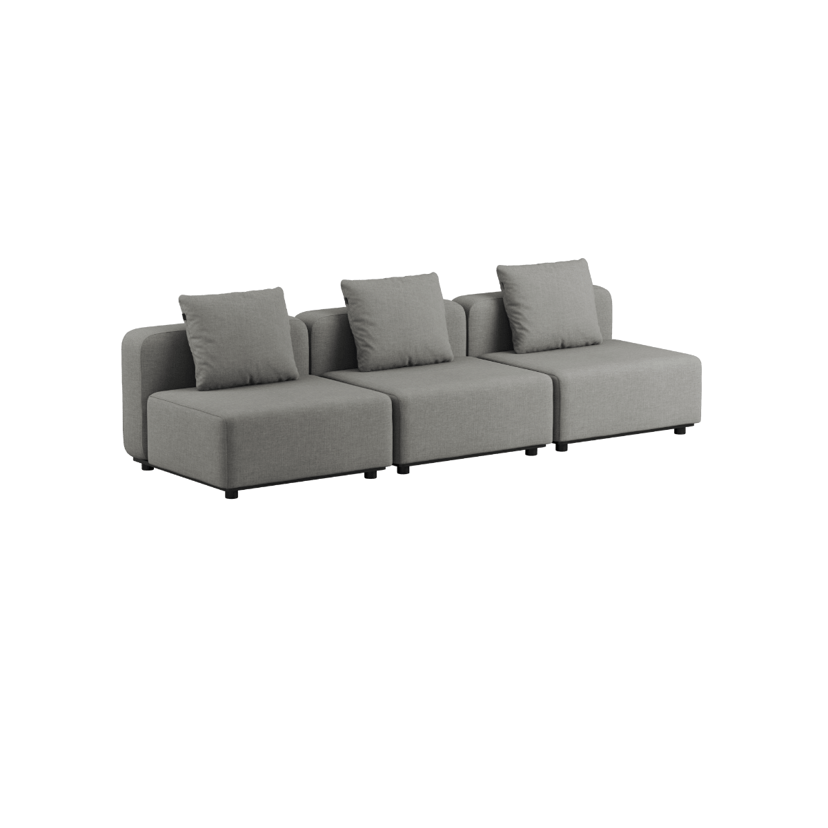 Schwarzes Cobana Lounge Sofa mit Armlehnen und Hocker, pulverbeschichteter Aluminiumrahmen, Outdoor - Möbel | Cobana Lounge Sofa - 3 seater - Cobana Black Mit Armlehnen Mit Hocker | SACKit