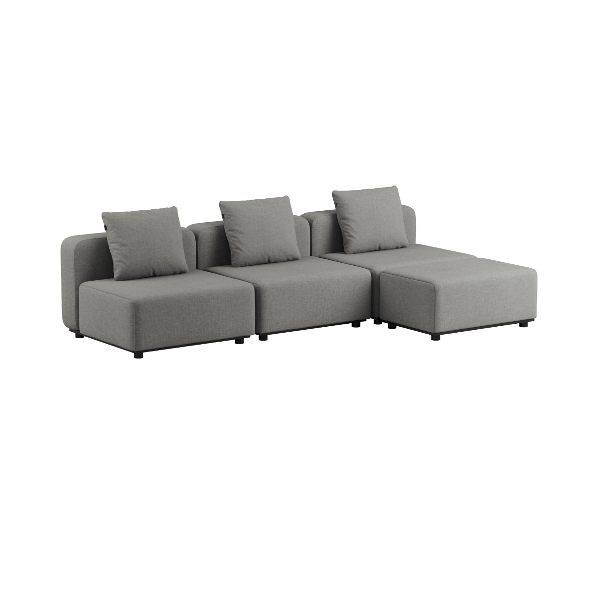 Schwarzes Cobana Lounge Sofa ohne Armlehnen mit Hocker aus pulverbeschichtetem Aluminium und wasserabweisendem Stoff | Cobana Lounge Sofa - 3 seater - Cobana Black Ohne Armlehnen Mit Hocker | SACKit