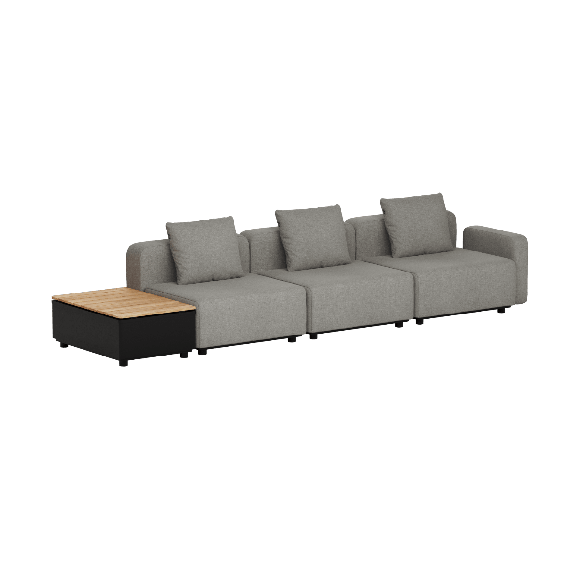 Cobana Lounge Sofa - 3 seater w/ Patio Storage Table | Cobana Lounge Sofa - 3 seater w/ Patio Storage Table - Kirra Grey Mit Armlehnen Ohne Hocker | SACKit