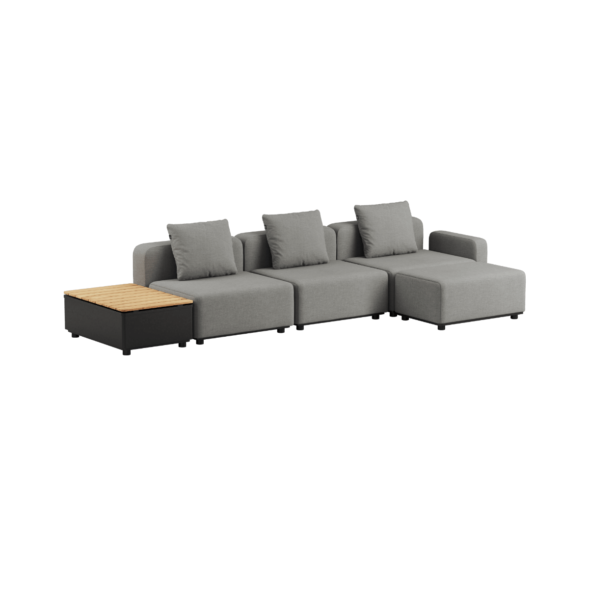 Cobana Lounge Sofa - 3 seater w/ Patio Storage Table | Cobana Lounge Sofa - 3 seater w/ Patio Storage Table - Kirra Grey Mit Armlehnen Mit Hocker | SACKit