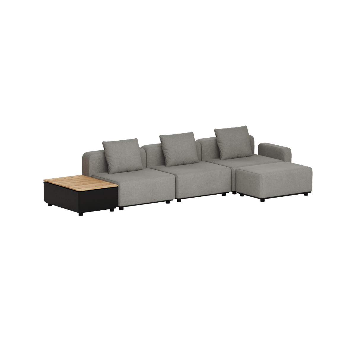 Cobana Lounge Sofa - 3 seater w/ Patio Storage Table | Cobana Lounge Sofa - 3 seater w/ Patio Storage Table - Kirra Grey Mit Armlehnen Mit Hocker | SACKit