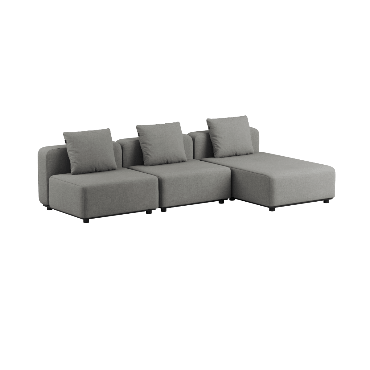 Cobana Lounge Sofa 3 - Sitzer Chaise ohne Armlehnen in schwarzem Olefin - Textil mit Aluminiumrahmen | Cobana Lounge Sofa - 3 Seater Chaise - Kirra Olive Ohne Armlehnen | SACKit