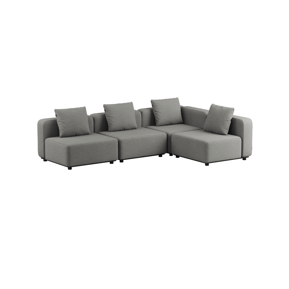 Vier - Sitzer - Ecksofa Cobana Lounge in Kirra Grey ohne Armlehnen mit Kissen aus Outdoor - Stoff | Cobana Lounge Sofa - 4 seater corner sofa - Kirra Grey Ohne Armlehnen | SACKit