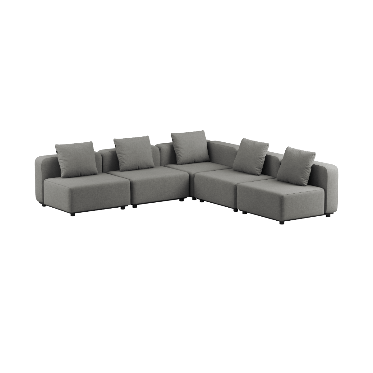Graues Cobana Lounge Sofa ohne Armlehnen, 5 - sitzige Ecklösung aus wetterfestem Textil und Aluminiumrahmen. | Cobana Lounge Sofa - 5 seater corner sofa - Kirra Grey Ohne Armlehnen | SACKit