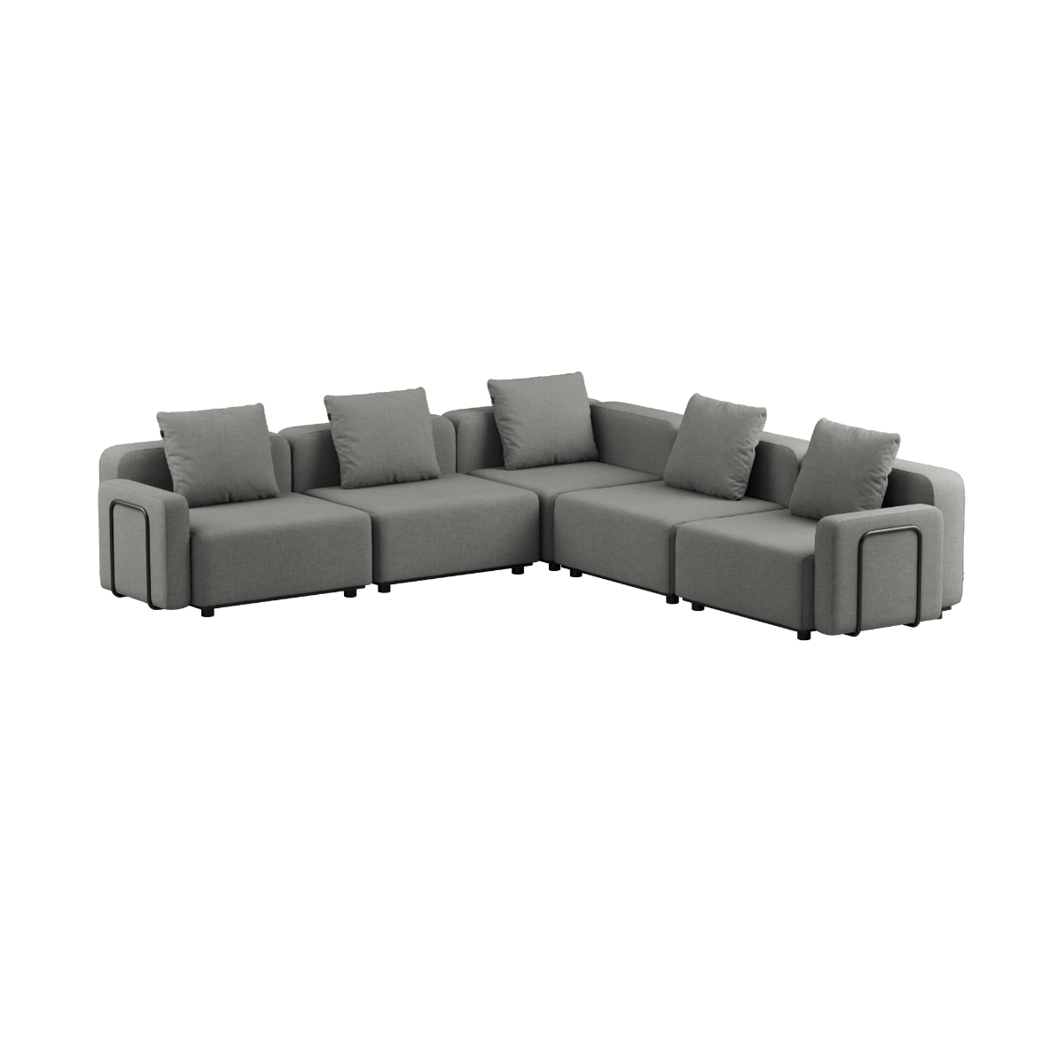 Eck - Loungesofa Cobana in Kirra Grey mit Armlehnen, pulverbeschichteter Aluminiumrahmen und wasserabweisendem Textil | Cobana Lounge Sofa - 5 seater corner sofa - Kirra Grey Mit Armlehnen | SACKit