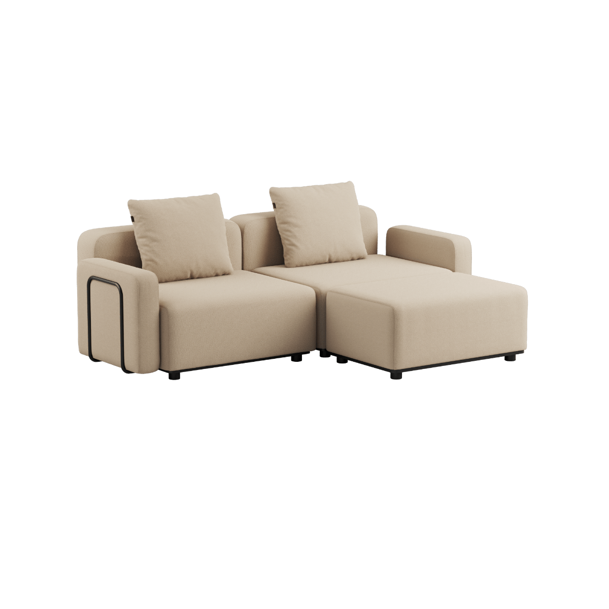 Schwarzes Cobana Lounge Sofa 2 - Sitzer aus pulverbeschichtetem Aluminiumrahmen ohne Armlehnen. | Cobana Lounge Sofa - 2 seater - Kirra Indigo Mit Armlehnen Ohne Hocker | SACKit