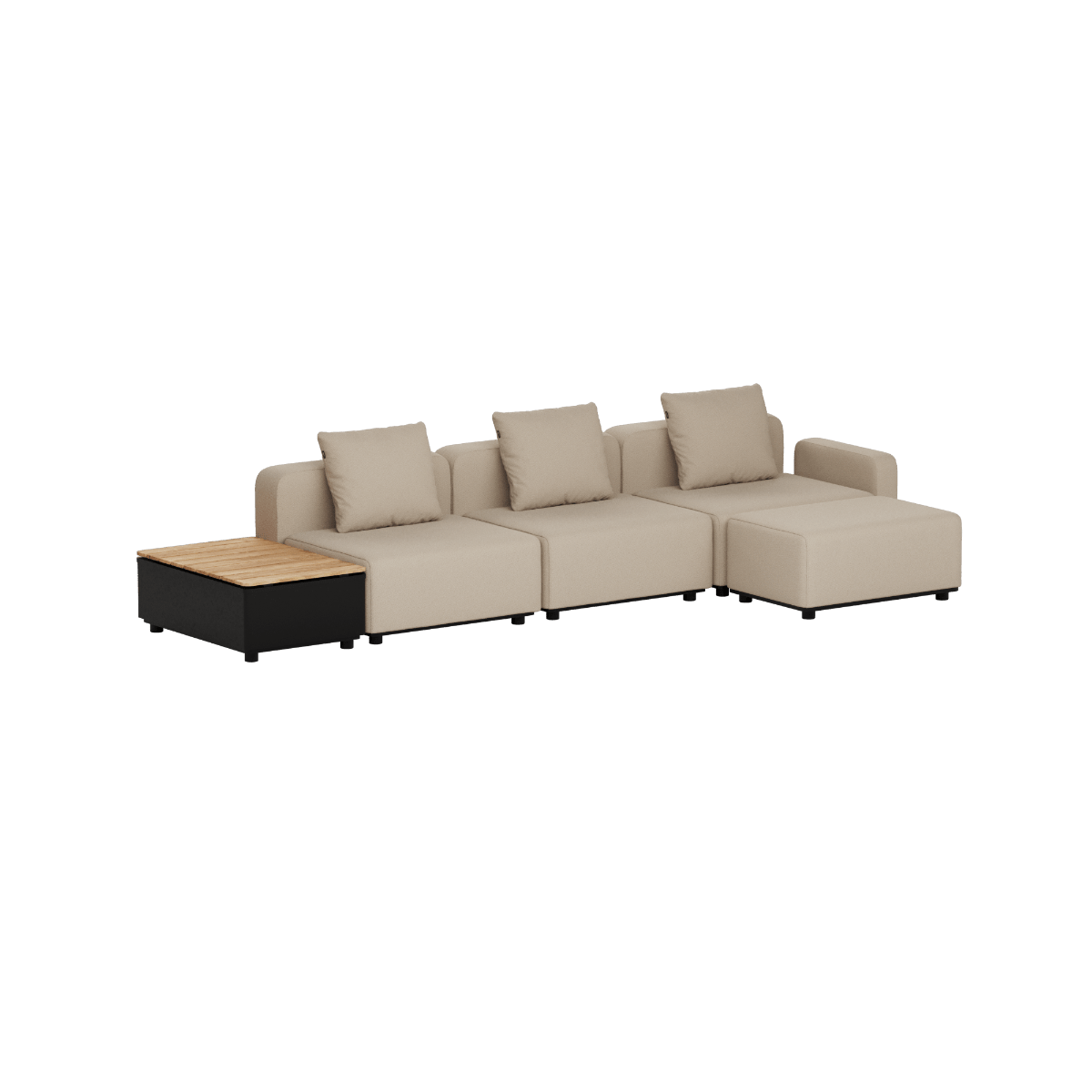 Cobana Lounge Sofa - 3 seater w/ Patio Storage Table | Cobana Lounge Sofa - 3 seater w/ Patio Storage Table - Boucle Beige Mit Armlehnen Mit Hocker | SACKit