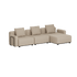 Beiges modulares Outdoor Sofa von sackit mit drei Sitzplätzen und rechter Chaiselongue klaren skandinavischen Linien und wetterfestem Design für Garten Terrasse oder Balkon | Cobana Lounge Sofa - 3 Seater Chaise - Boucle Beige Mit Armlehnen | SACKit