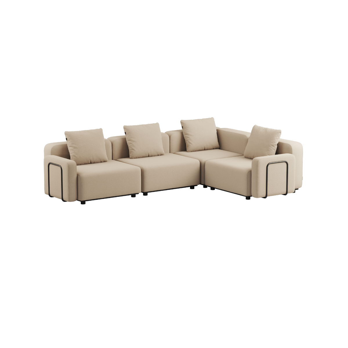 Cobana Lounge Sofa 4 - Sitzer Ecksofa in Bouclé Beige mit Armlehnen, skandinavisches Design, Outdoor geeignet | Cobana Lounge Sofa - 4 seater corner sofa - Boucle Beige Mit Armlehnen | SACKit
