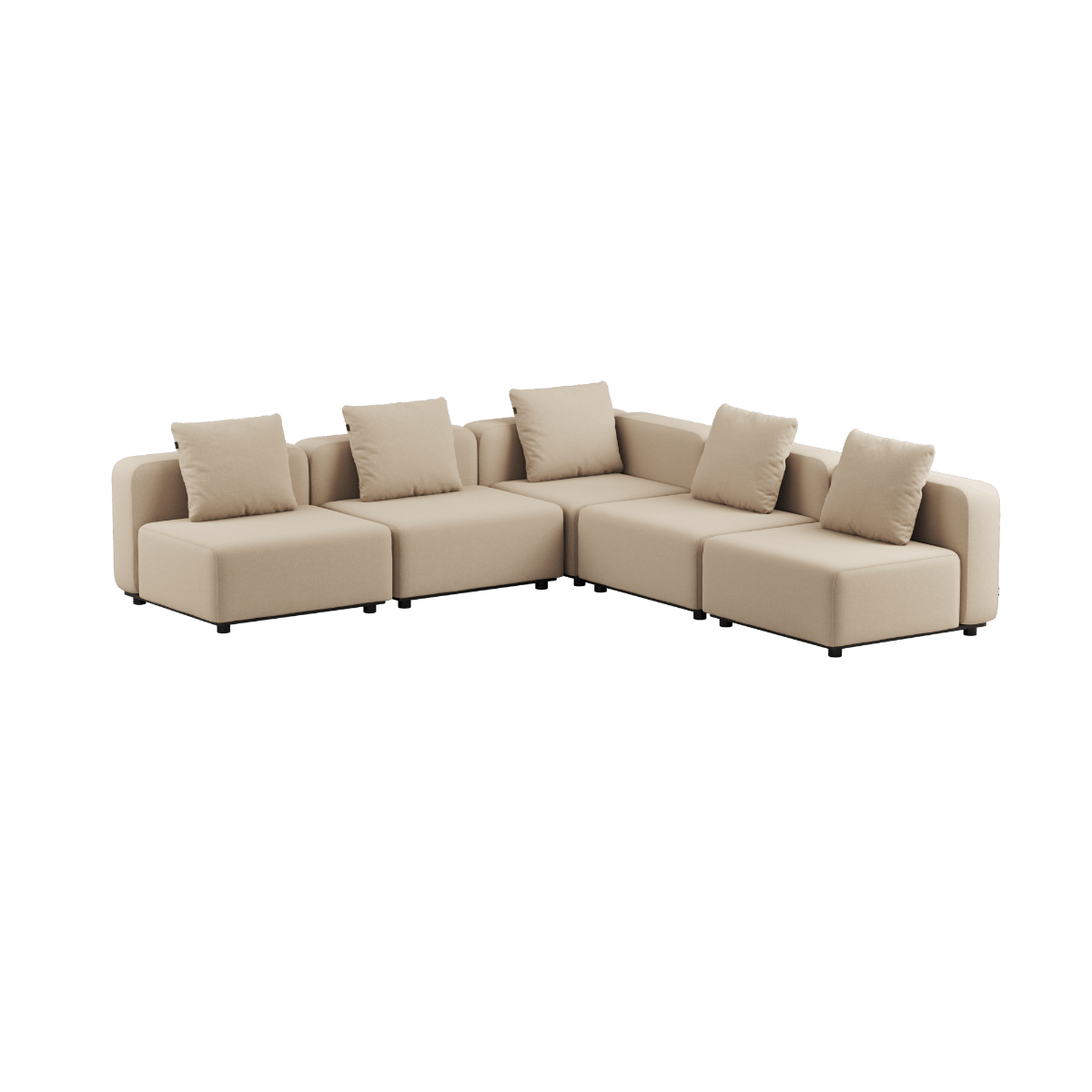 Boucle Beige Cobana Lounge Sofa ohne Armlehnen, 5 - Sitzer Ecksofa aus pulverbeschichtetem Aluminiumrahmen | Cobana Lounge Sofa - 5 seater corner sofa - Boucle Beige Ohne Armlehnen | SACKit
