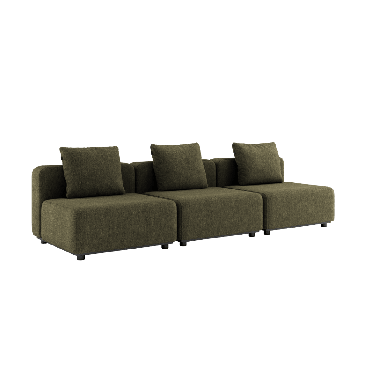 Dreisitziges Cobana Lounge Sofa in Kirra Olive ohne Armlehnen und Hocker, modernes Outdoor - Design | Cobana Lounge Sofa - 3 seater - Kirra Olive Ohne Armlehnen Ohne Hocker | SACKit