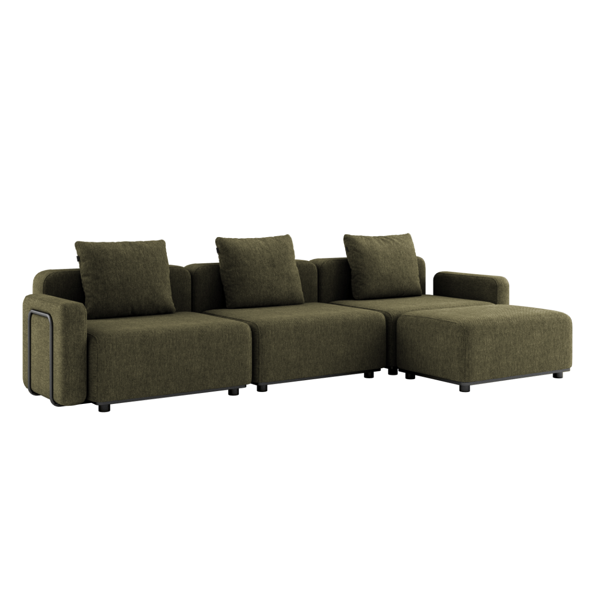 Cobana Lounge Sofa - 3 seater | Cobana Lounge Sofa - 3 seater - Kirra Olive Mit Armlehnen Mit Hocker | SACKit