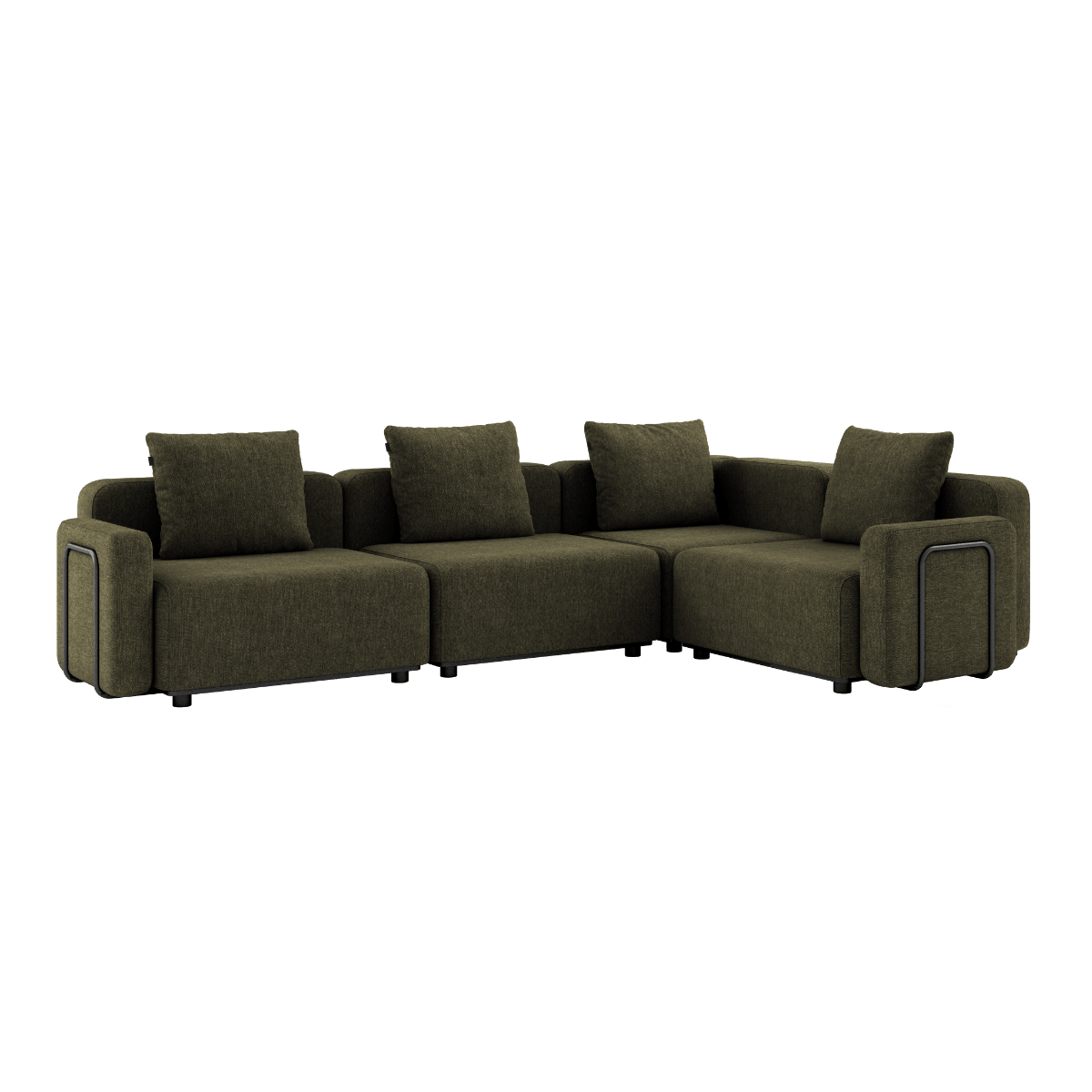 Ecksofa Cobana Lounge in Kirra Olive mit Armlehnen, modular und für den Außenbereich geeignet. | Cobana Lounge Sofa - 4 seater corner sofa - Kirra Olive Mit Armlehnen | SACKit