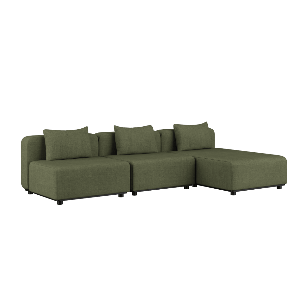 Cobana Lounge Sofa 3 - Sitzer Chaise in Kirra Olive mit klaren Linien und modularer Bauweise | Cobana Lounge Sofa - 3 Seater Chaise - Kirra Olive | SACKit