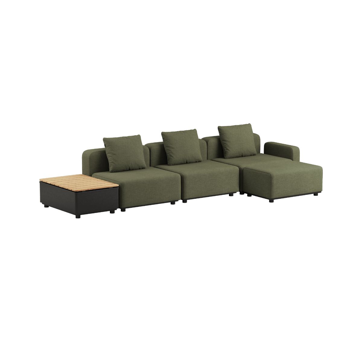 Cobana Lounge Sofa - 3 seater w/ Patio Storage Table | Cobana Lounge Sofa - 3 seater w/ Patio Storage Table - Kirra Olive Mit Armlehnen Mit Hocker | SACKit