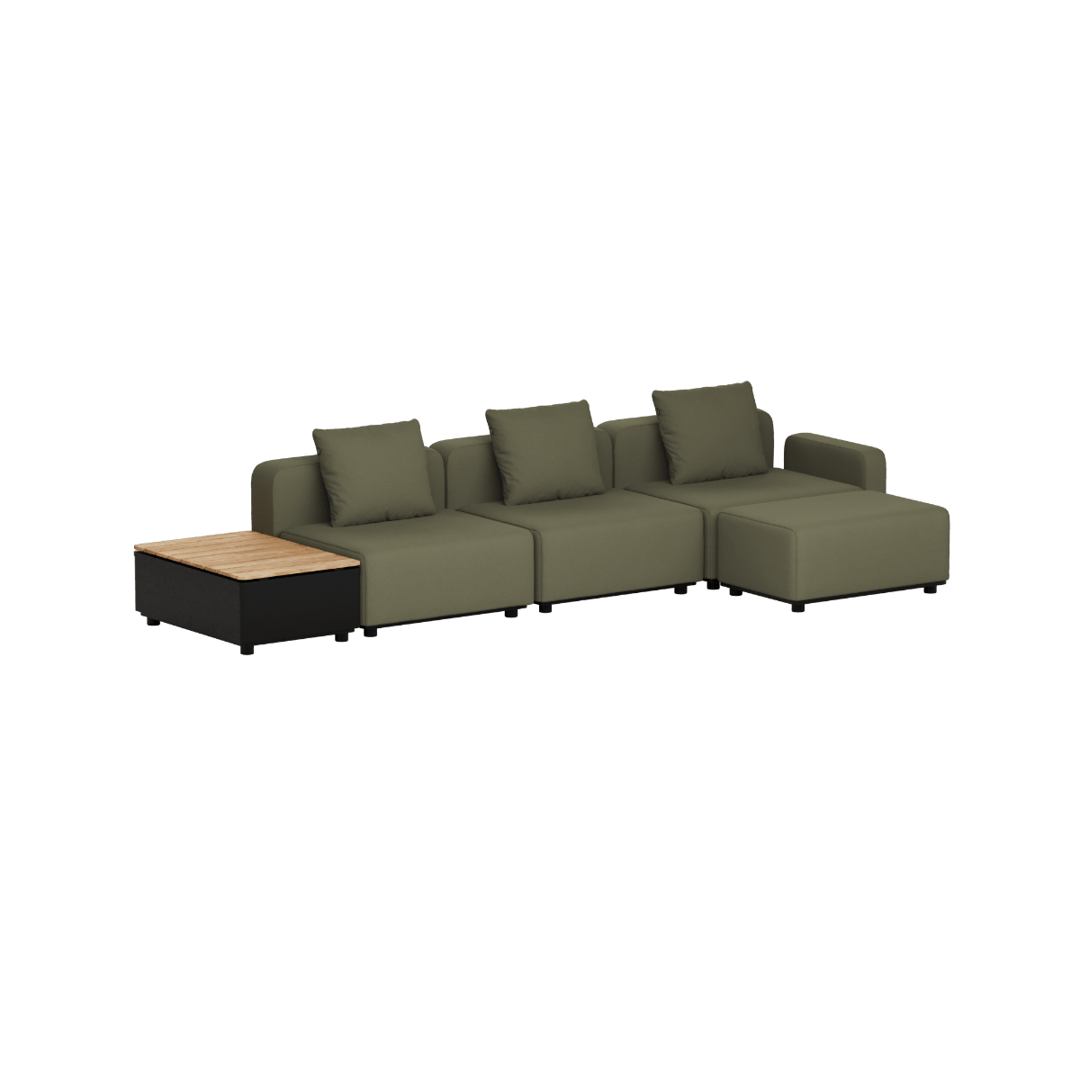 Cobana Lounge Sofa - 3 seater w/ Patio Storage Table | Cobana Lounge Sofa - 3 seater w/ Patio Storage Table - Kirra Olive Mit Armlehnen Mit Hocker | SACKit