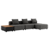 Modulares dunkelgraues Outdoor Sofa mit drei Sitzplätzen und seitlichem Beistelltisch mit Teakholzplatte von sackit für stilvolle nordische Außenbereiche