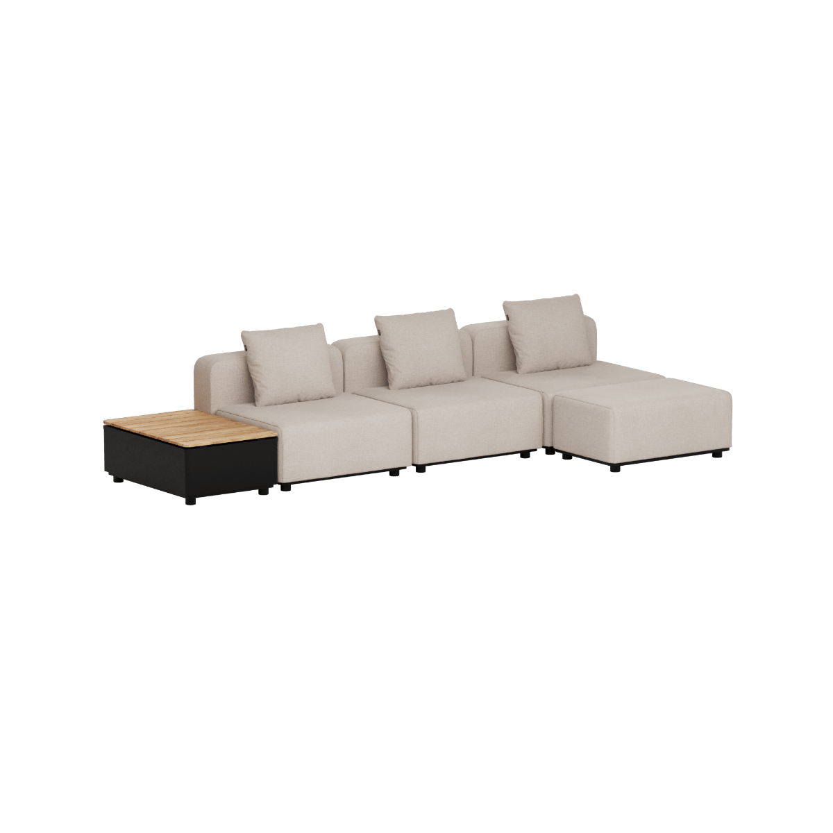 Cobana Lounge Sofa - 3 seater w/ Patio Storage Table | Cobana Lounge Sofa - 3 seater w/ Patio Storage Table - Kirra Sand Ohne Armlehnen Mit Hocker | SACKit