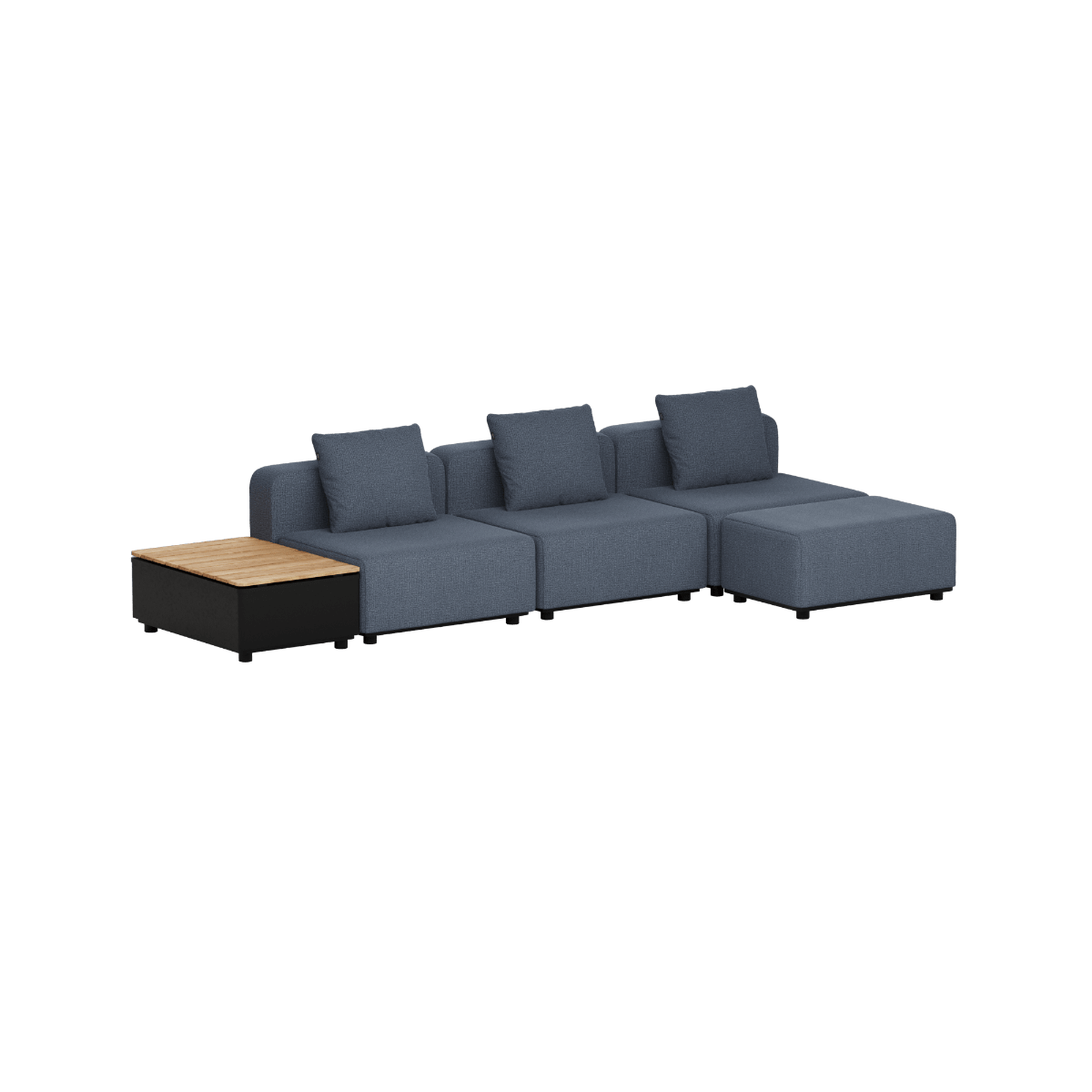Cobana Lounge Sofa - 3 seater w/ Patio Storage Table | Cobana Lounge Sofa - 3 seater w/ Patio Storage Table - Kirra Indigo Ohne Armlehnen Mit Hocker | SACKit
